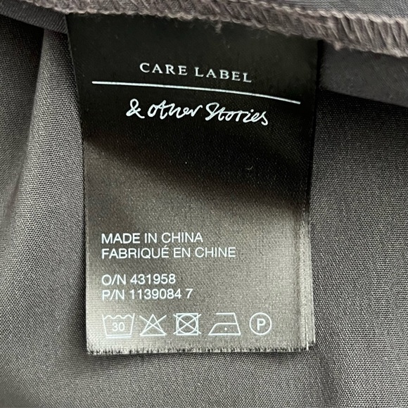 & Other Stories Fitted Twist Seam Midi Satin Dress Slate Gray US 8 - Picture 7 of 9